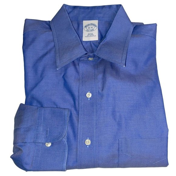 Brooks Brothers Other - Brooks Brothers Button Up Dress Shirt Men Size 16-35 Blue Slim Fit Cotton